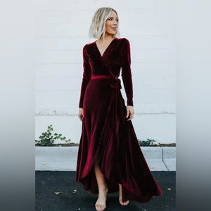 Baltic Born Jada Ribbed Velvet Wrap Dress